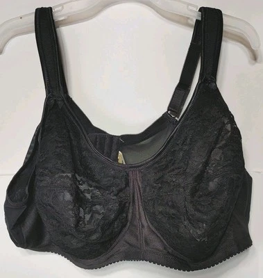 Comfort Choice NWT 52 C Black Lace Bra Crisscross Inner Sling For Lift& Support - Image 1 of 4