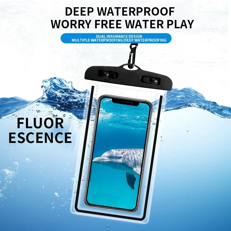 Pacote com 2 bolsas de telefone universais à prova d'água | Bolsa seca transparente para iPhone Samsung Swim - Imagem 1 de 4