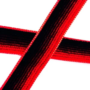 Harmony Velvet Ribbon Polyamid Polyester  5/8" Red  Black Stripes 8 yds - Picture 1 of 5