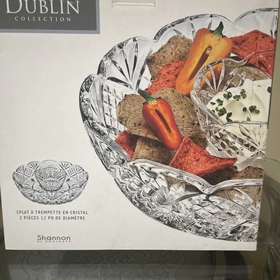 Godinger Dublin Grande 2 Piezas Cristal Chip and Dip Servidor NUEVO Foto 1 de 4
