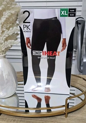 Paquete de 2 pantalones 32 Degrees para mujer con capa base térmica negros talla XL elásticos cómodos  Foto 1 de 2
