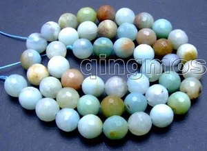 VENTA 8mm Redondo Azul Facetado Natural Amazonita Piedra Preciosa Suelta 15"-los542 - Imagen 1 de 2