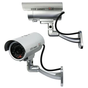 2 Pack IR Bullet Fake Dummy Surveillance Security Camera CCTV & Record Light - Picture 1 of 6