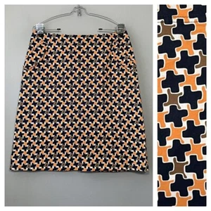 Talbots Size 10 Geometric Artsy Print Skirt Career Office Siren Old Money Preppy - Picture 1 of 9