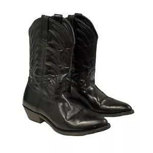 Stivali Laredo Uomo 9,5 Nero Morbido Pelle Volpe Cowboy Western Roper Equitazione Fiamma - Foto 1 di 10
