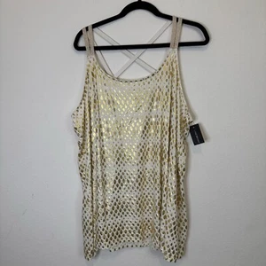 Camiseta sin mangas Lane Bryant para mujer 26/28 4X metálica dorada con tiras sin mangas nueva con etiquetas - Imagen 1 de 8