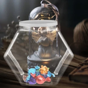 2pcs Plastic Candy Jars Cookie Containers Clear Hexagon Candy Snacks Bottles - Picture 1 of 12