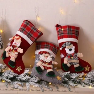 Christmas Stocking Candy Holder Gift Bag Fireplace Decoration Home Winter - Picture 1 of 16
