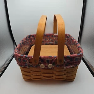 VTG Longaberger 1994 Handwoven Cake Basket 12x 12 x 6 with 2 Liners and Riser - Imagen 1 de 15
