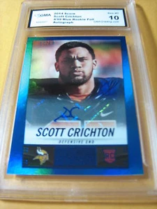Scott Crichton Vikings 2014 Hot Rookies lámina azul automático novato radiocontrol grado #/99 10 - Imagen 1 de 1