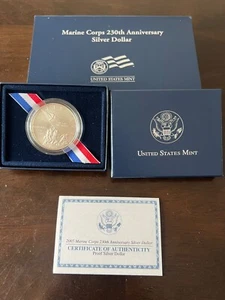 2005 P Marine Corps 230th Anniversary Uncirculated Silver Dollar with box & COA - Picture 1 of 3