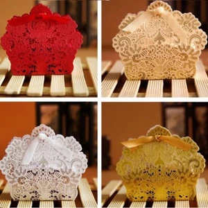 1/25/50/100PCS Luxury Wedding Favours Favor Boxes Love Heart Sweet Candy Boxes - Picture 1 of 9