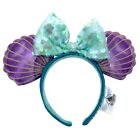 Disney~Parks Mermaid Ariel Purple Iridescent Disneyland Minnie Ears Headband