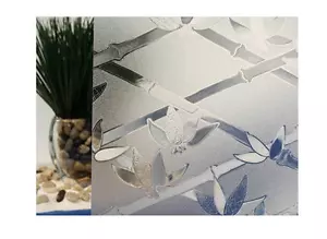 Clear Bamboo Flowers Cut Glass Static Cling Window Film, 35" Wide x 6.5 ft - Picture 1 of 1