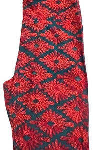 LuLaRoe Tall And Curvy 12-18 Leggings dunkelgrün rot orange Blumen tropisch neu ohne Etikett - Bild 1 von 2