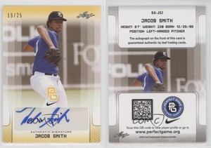 2017 Leaf Perfect Game National Showcase Yellow /25 Jacob Smith #BA-JS2 Auto
