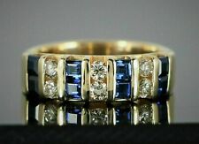 2.00Ct Lab-Created Blue Sapphire &Round Diamond Band Ring 14K Yellow Gold Plated