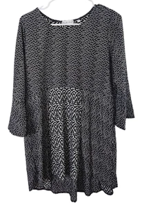 Habitat Clothes To Live In Womens L Textured Tunic Top 3/4 Sleeve Blouse Shirt - Picture 1 of 4