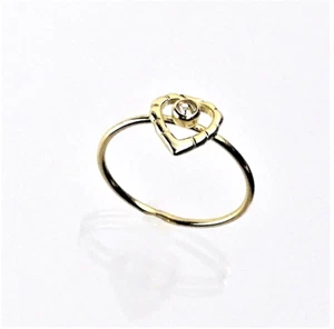 Kinderring Ring Kinder Herz 333 Gold weißer Stein Gr. 13 / 41 Mädchen NEU - Bild 1 von 6