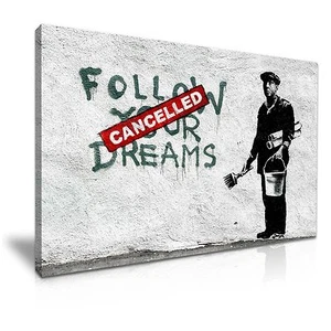Bansky Follow Your Dreams Graffiti Leinwand Wandbild Home Office Deko - Bild 1 von 2