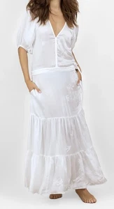 Joey the label "Birdie" Embroidered Sateen gown in white size UK10 BNWT - Picture 1 of 18