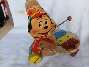 Disney Mickey Mouse Zilo Wood Pull Toy #714 Fisher Price pre 1968 - Picture 1 of 4