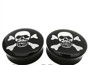 PAIR 7/8" INCH 22MM SKULL DOUBLE FLARED PLUGS PLUG - Picture 1 of 1