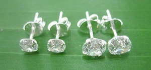 "2 PAIRS" 925 STERLING SILVER 4mm & 5mm ROUND CZ STUDS EARRINGS - TEEN BOY GIRL - Picture 1 of 6