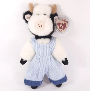 TY Attic Cow MADISON Black & White Pinstripe Overalls Jointed 9.5" - Picture 1 of 5
