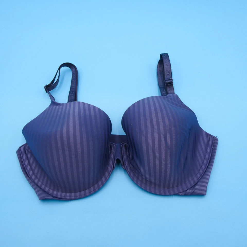 Victorias Secret Sujetador 32DD Púrpura Rayas Camiseta Ligeramente Forrada Cobertura Completa Nuevo Foto 1 de 4