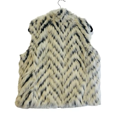 Tribal Jeans Womens Vest Large Faux Fur Animal Print Sleeveless Zip Front Lined - Image 1 of 4