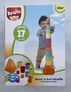 Formsortierer + Stapelbecher BRUIN Stack 'n Sort Giraffe Baby + Aufbewahrungseimer - Bild 1 von 5