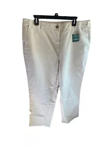 LL Bean Women's Chino Pants Beige Straight Leg Hidden Elastic Waist Size 18T P2 - Picture 1 of 4