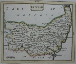 SUFFOLK IPSWICH BY JOHN SELLER AND FRANCIS GROSE GENUINE ANTIQUE MAP c1787 - Picture 1 of 1