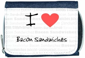I Love Heart Bacon Sandwiches Denim Wallet - Picture 1 of 1