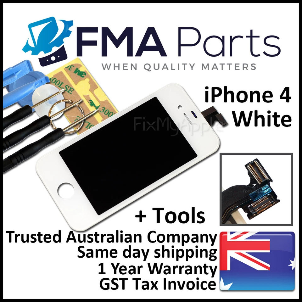 Conjunto de herramientas de repuesto digitalizador de pantalla táctil de vidrio frontal blanco iPhone 4 Foto 1 de 4