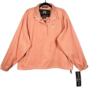 Mens Micro Suede Windbreaker Jacket Size XL Pullover Snap Golf Weatherproof NWT - Picture 1 of 15