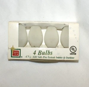 4 VTG C 7 Frosted White Christmas Light Candelabra Base Bulbs - Picture 1 of 2