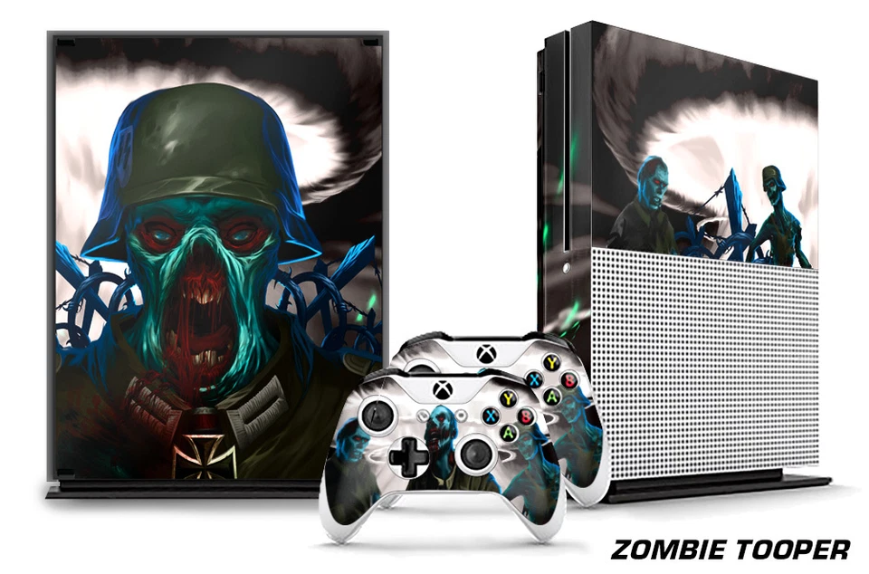 Designer Skin für Xbox One S 1S Gaming Konsole + 2 Controller Aufkleber Zombie - Bild 1 von 1