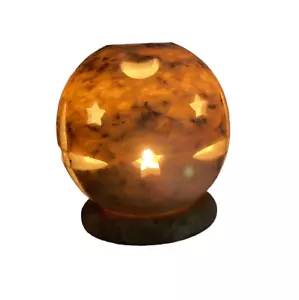 Tealight Candle Holder Moon & Stars Design Soapstone Hand Carved - Picture 1 of 6