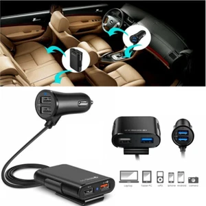 4 Port USB Fast Car Charger QC3.0 Extension Cable Cigarette Lighter For iPhone - Bild 1 von 12