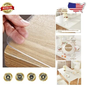 Customizable Waterproof Table Cover 108x44 - Durable 2mm Transparent Protector - Picture 1 of 10