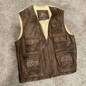 Chaleco utilitario Adventure Bound Wilsons vintage safari caza cuero Indiana Jone - Imagen 1 de 16