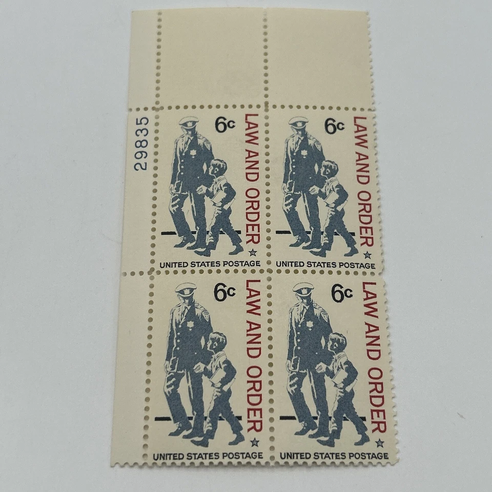 MNH US Postage 6¢ Police ‘Law And Order’ 4 Stamp Plate Block #29835 - Image 1 of 4