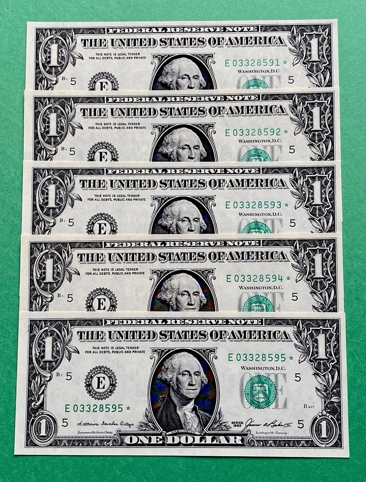 1985 STAR NOTE $1 DOLLAR BILL ( RICHMOND E ) UNCIRCULATED - Image 1 of 2