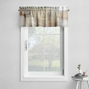 Kitchen Curtains Abstract Art Valance for Windows 52 x 18 Beige Grey - Picture 1 of 2