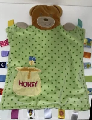 Защитное одеяло TAGGIES Green Polka Dot Peek A Boo Lovey Brown Bear & Honey Bee - Изображение 1 из 4