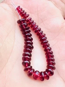AAA+High Grade ,Red Garnet Smooth Rondelle Beads Size-8To5 mm Bead 14Inch Strand - Picture 1 of 3
