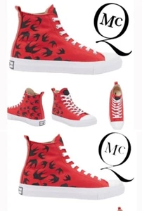 McQ Alexander McQueen Size 8 Red Men's Swallow Swarm Vulc High Top Sneakers - Picture 1 of 2