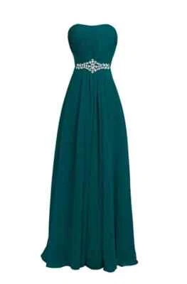 Sweetheart Chiffon Long Bridesmaid Dresses with Beads Crystal Size 10 - Image 1 of 4